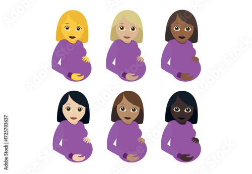 pregnant woman baby child mother emoji symbol sign icon vector illustration isolated flat person