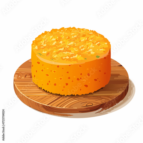 Orange Cheese Wheel on Wooden Board