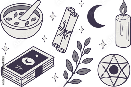 Witchcraft Vector Line Art Icons