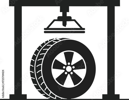 tire fitting vector symbol on an abstract background