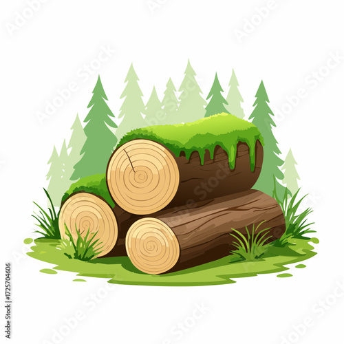 Three Mossy Logs in a Forest Clearing