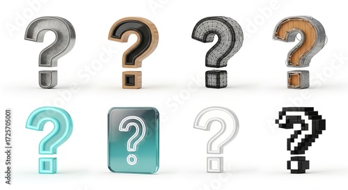 Unlock creative solutions with diverse question marks, ideal for brainstorming, problem solving & decision making visualizations, adding intrigue to any project