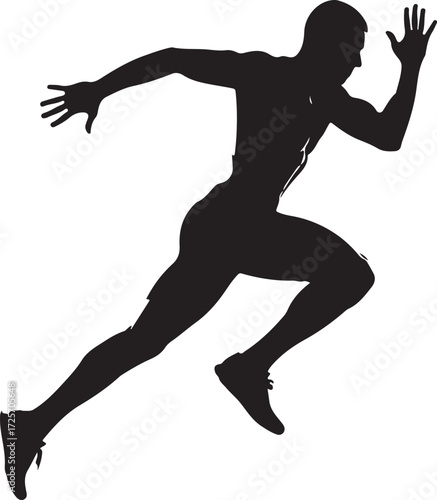Silhouette of a male athlete running at full speed