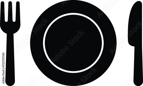Vector Plate, fork and knife icon vector on white background Design