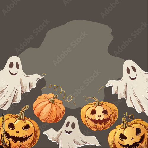 Halloween Pumpkin and Ghost SVG Editable Design - Spooky Celebration!