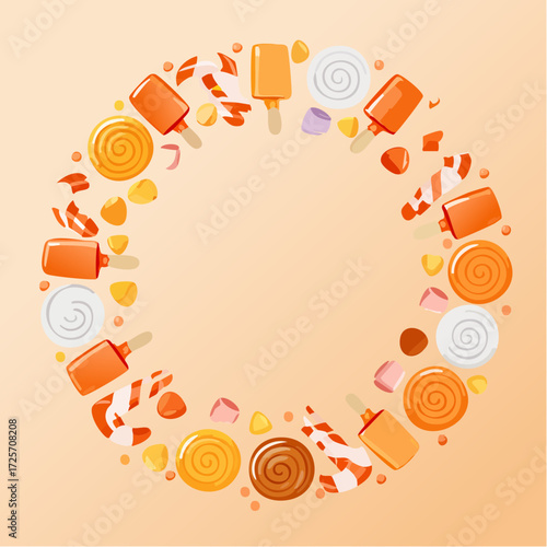 Delicious Sweets & Treats SVG Editable Circle Frame for Festive Designs