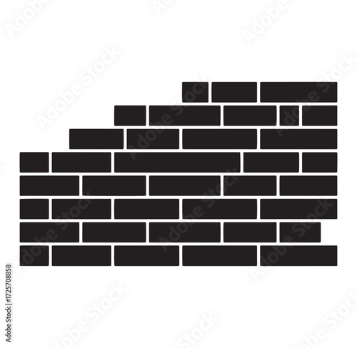 Simple black brick wall design vector illustration for construction and architecture projects
