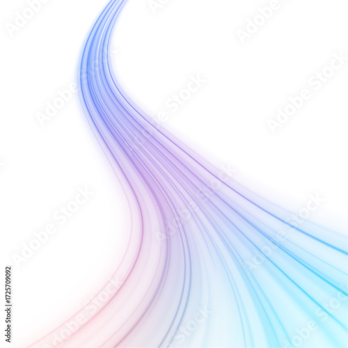 Neon light ribbons weave through a dark canvas, creating a mesmerizing flow of vibrant energy. Twisting paths sparkle with dynamic movement. Perfect for digital art or tech backgrounds. PNG