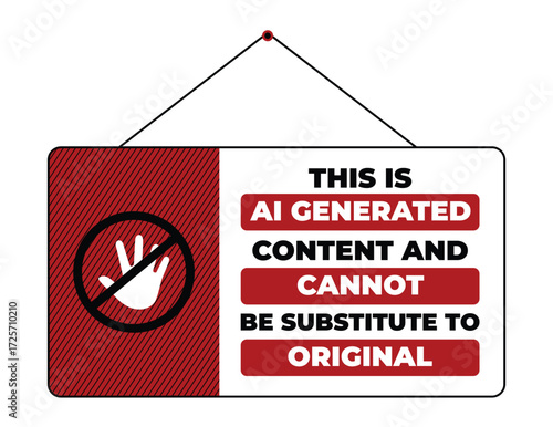 AI generated content warning sing in hanging style vector EPS