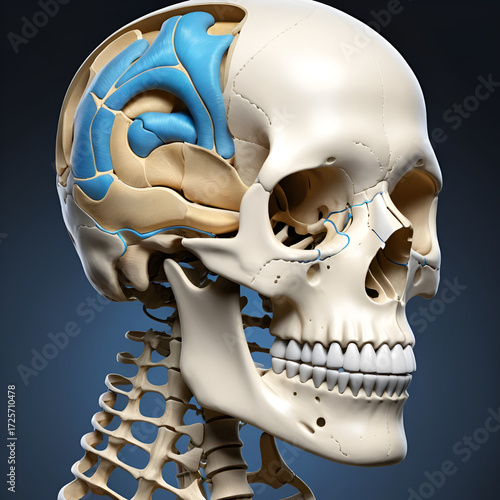 Anatomical rendering of bone structure, teaching children about skeletal biology and internal architecture