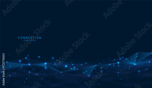 Network Blue Background. Connection Concept. Vector Science and Technology Background