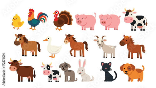Farm Animals Gathering, Farmyard, Illustration, Playful Environment, Whimsical Viewpoint, Cute Characters