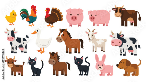 Chickens, Piglets, Cows, Horses, and More in a Whimsical Style