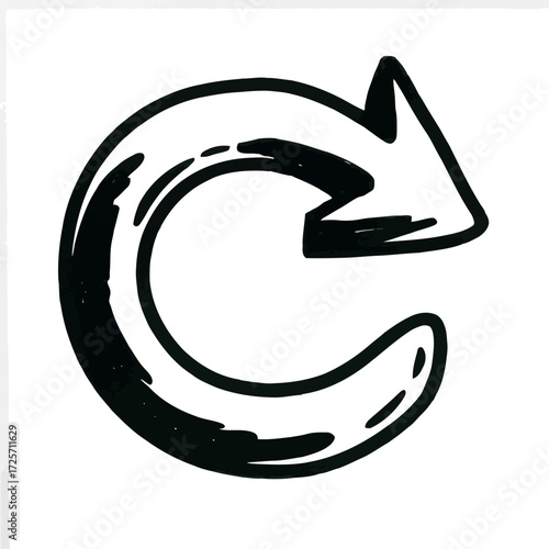 Retro circular arrow refresh icon doodle symbol vector Hand drawn