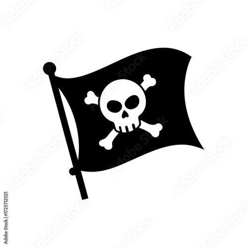 Black flag with skull and crossbones icon