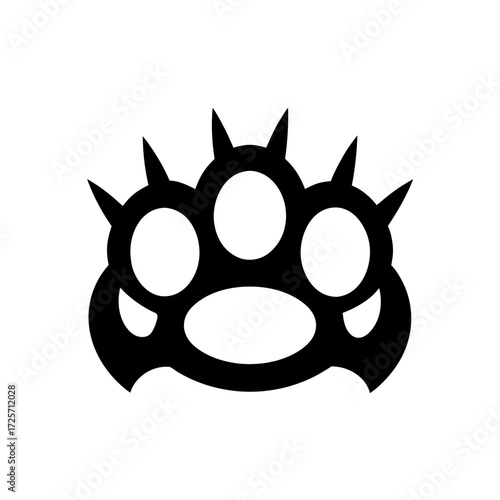 Black spiked knuckles on a white canvas