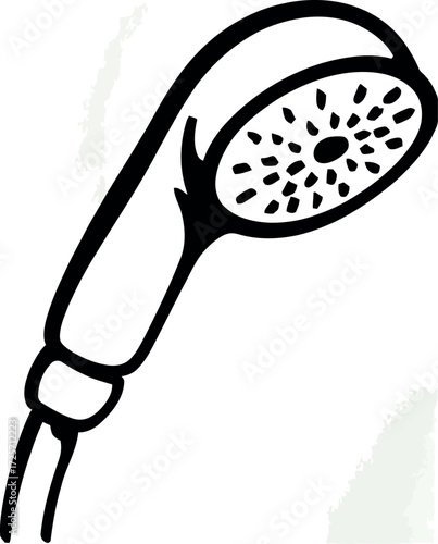 Modern shower head handheld line art icon clean bathroom element vector Hand drawn