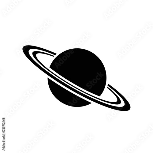 Illustration of saturn planet isolated on white background, a celestial body with rings around it
