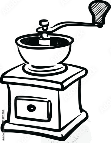 Vintage manual coffee grinder kitchen tool retro style vector Hand drawn