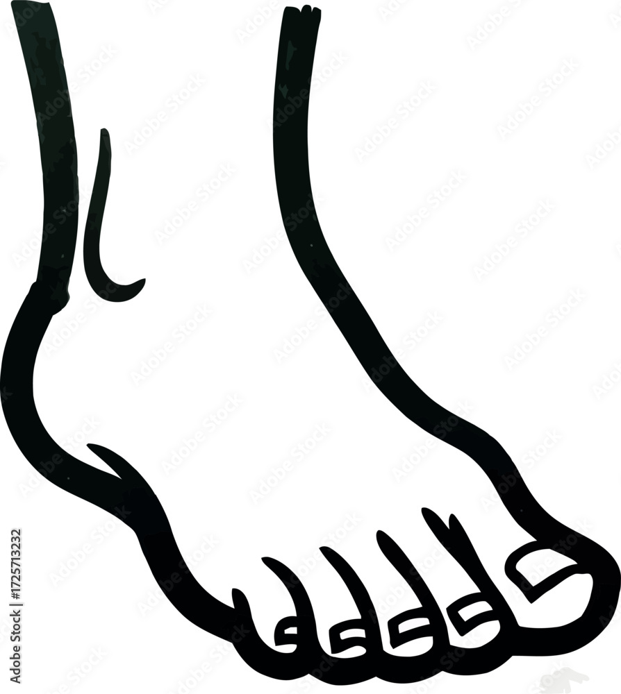 Obraz premium Minimalist line art human foot illustration simple sketch vector Hand drawn