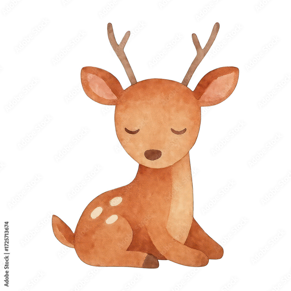 Obraz premium PNG Cute watercolor deer illustration.
