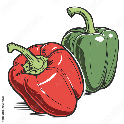 Healthy Food Bell Pepper Vector Illustration