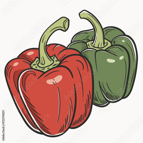 Healthy Food Bell Pepper Vector Illustration