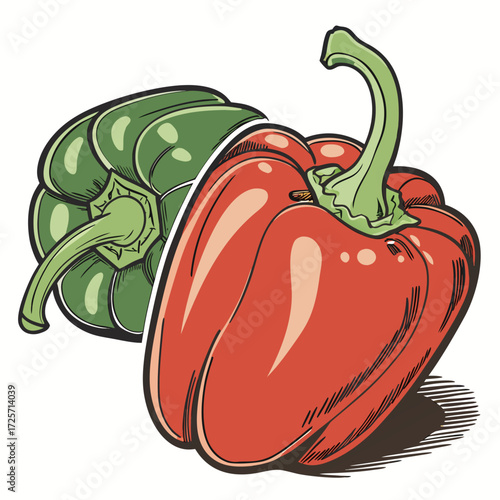 Healthy Food Bell Pepper Vector Illustration