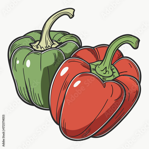 Healthy Food Bell Pepper Vector Illustration