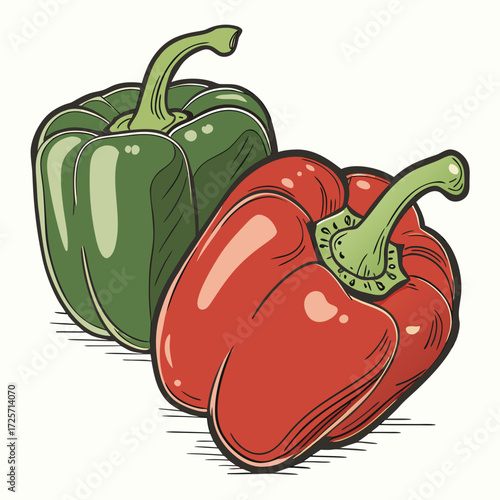 Healthy Food Bell Pepper Vector Illustration