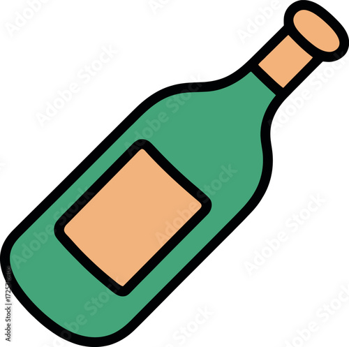 Sparkling wine bottle celebration clipart simple design vector Hand drawn