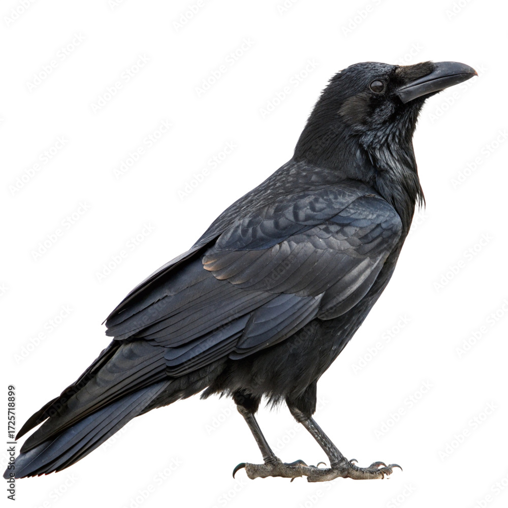 Obraz premium Standing Raven PNG For Nature and Ornithology Use