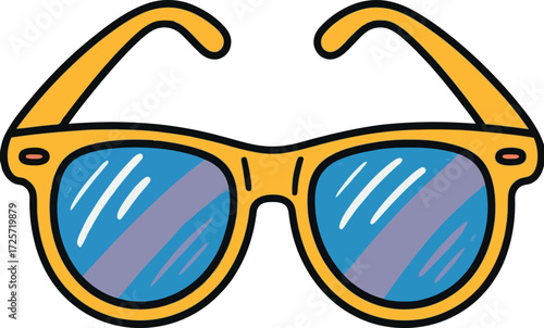Vibrant yellow sunglasses summer fun accessory vector Hand drawn