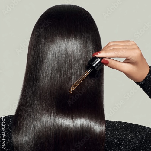 Serum Application Technique - Luxurious Hair Care: Applying Serum to Smooth Shiny Hair - hydrating formula