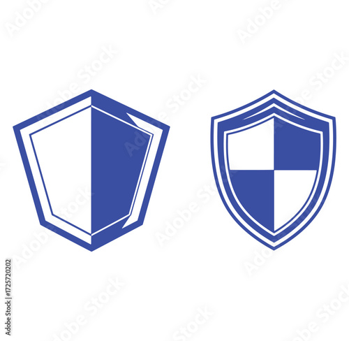 Two blue shield icons representing security protection and data defense on white background