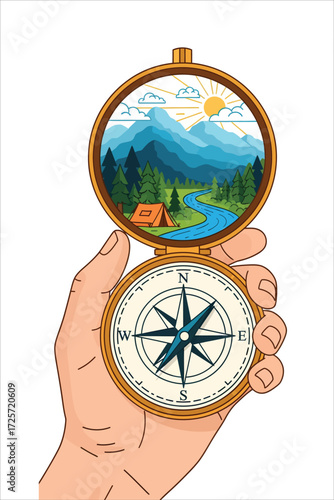 Compass Pointing to River Valley Adventure