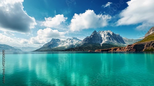 Serene Mountain Lake Reflection Scenery.