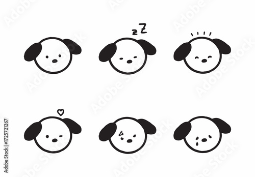 Cute dog kawaii feelings hand drawing element set