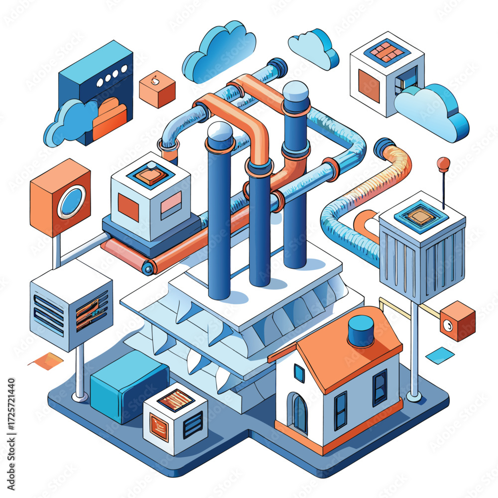 Obraz premium Smart factory isometric illustration modern technology design innovation smart factory