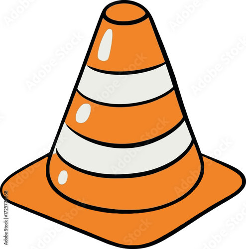 Orange traffic cone safety barrier warning zone construction caution vector Hand drawn