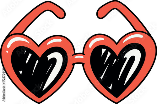 Retro heart sunglasses fun summer accessory bold orange fashion eyewear vector Hand drawn