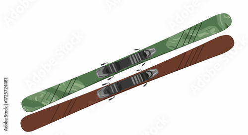 Isolated skis for winter sports equipment. Pair of skis, winter sports tools and equipment for recreational ski activities, prepared for snowy weather. Concept skis for extreme winter adventures,