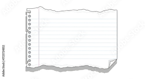 Torn Notebook Paper with Holes and Lines.