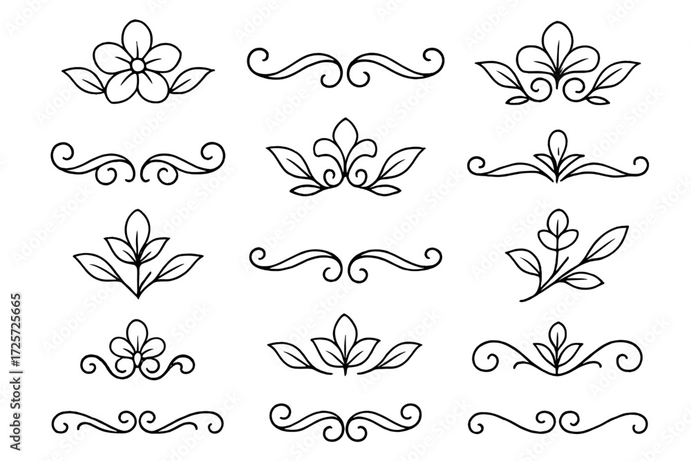 Naklejka premium Elegant floral line art designs suitable for various artistic projects and decorations