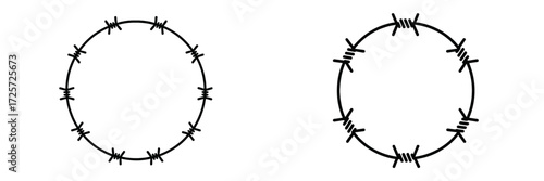 Circular barbed wire design showcasing two different styles of borders for security and protection purposes