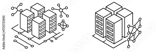 Server architecture design depicting data storage and connectivity in a simple, clear illustration for educational purposes