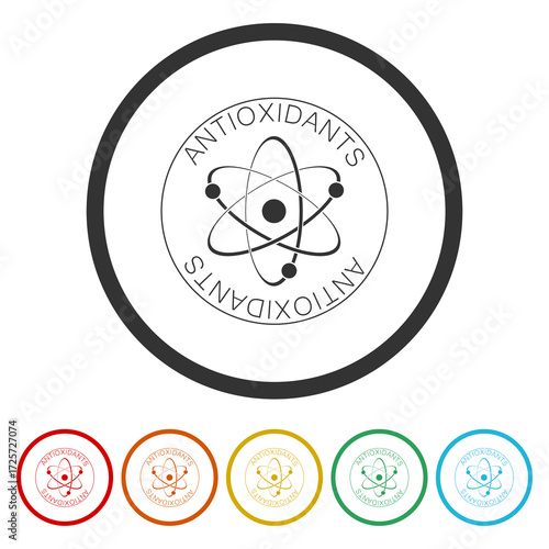Antioxidants Icon. Set icons in color circle buttons