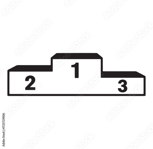 Podium illustration depicting first second and third place winners in black and white