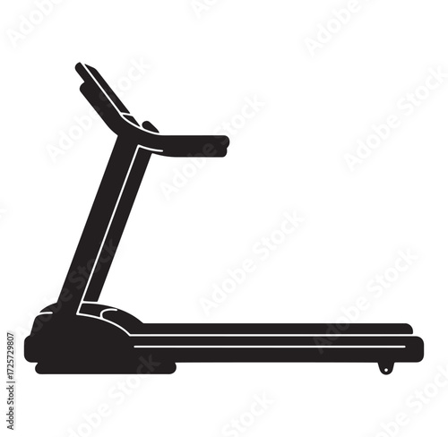 Monochrome illustration of a treadmill equipment for indoor exercise and fitness activities