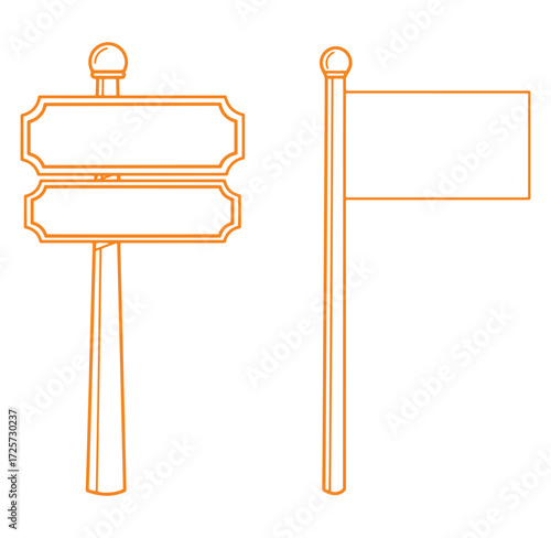 Vector illustration of signpost and flagpole for various design and communication purposes